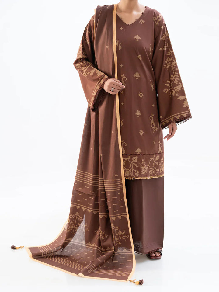 Cambric Brown Unstitched Suit - Almirah