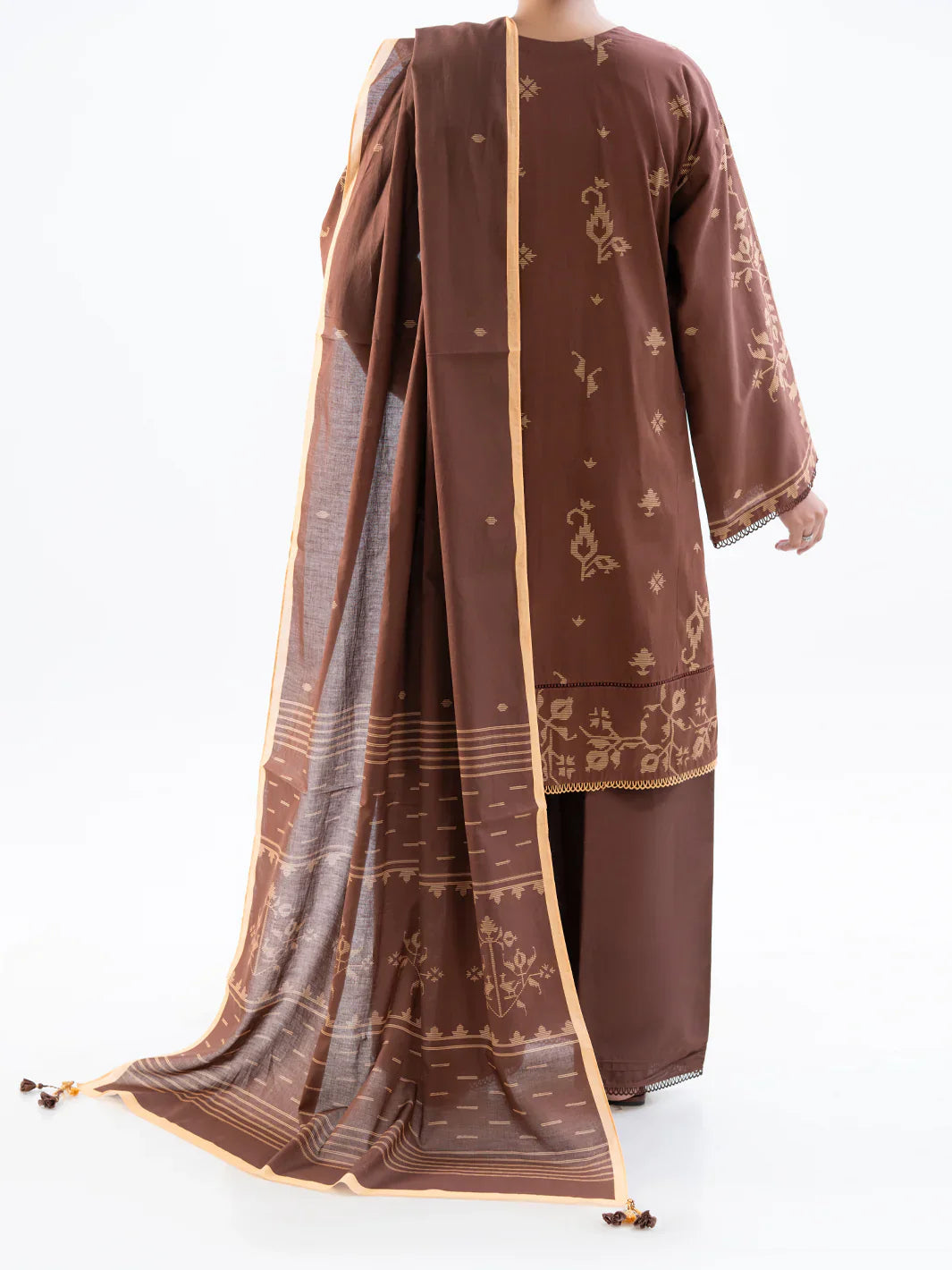 Cambric Brown Unstitched Suit - Almirah
