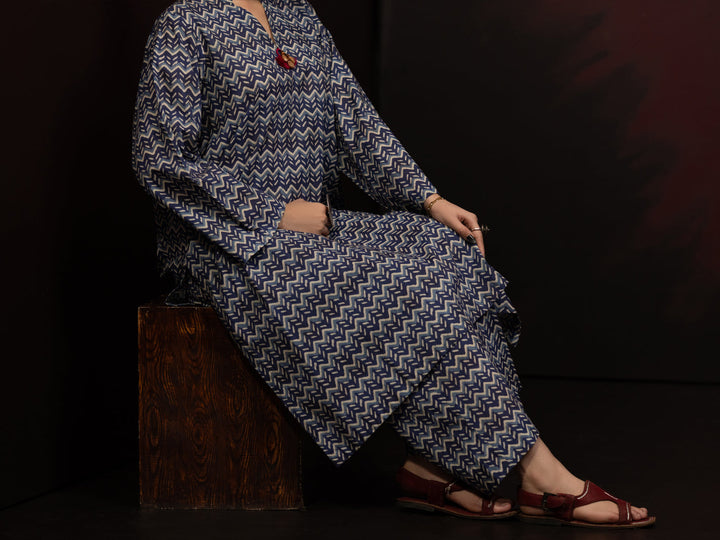 Cambric Blue Stitched Suit - Almirah