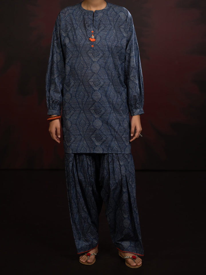Cambric Charcoal Stitched Suit - Almirah