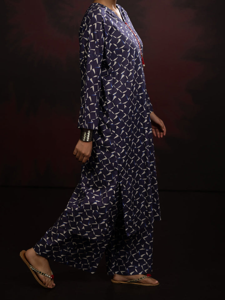 Cambric Blue Stitched Suit - Almirah