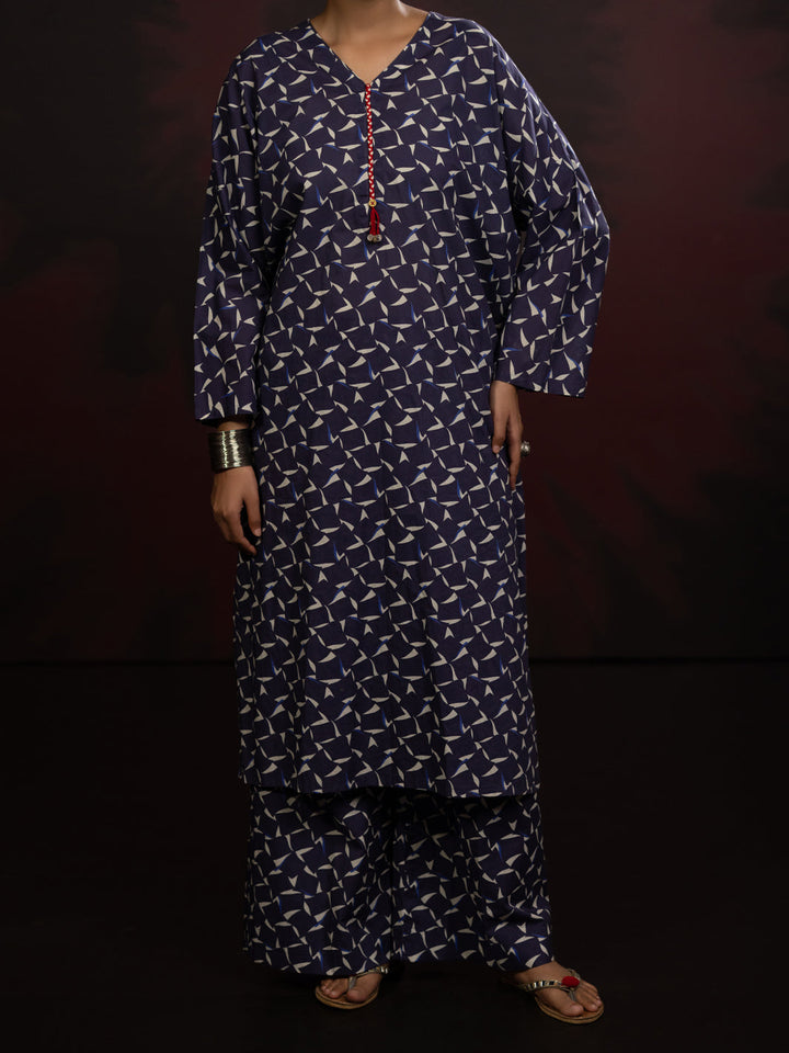 Cambric Blue Stitched Suit - Almirah