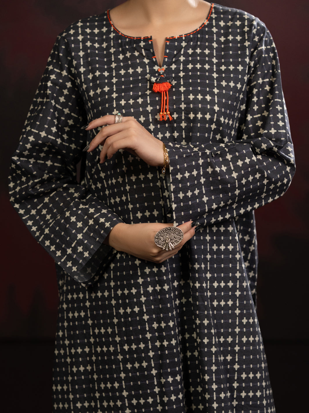 Cambric Black Stitched Suit - Almirah