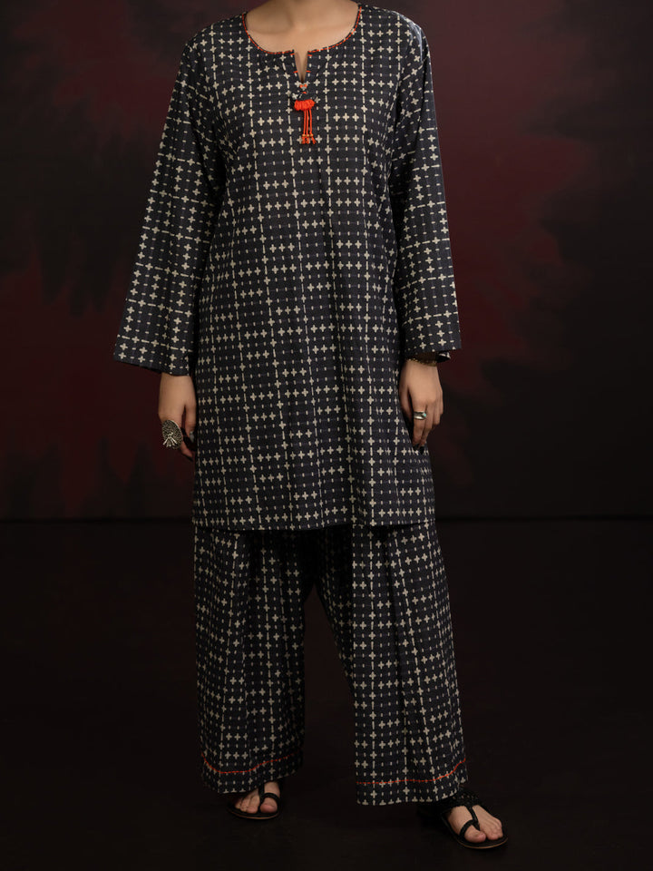 Cambric Black Stitched Suit - Almirah