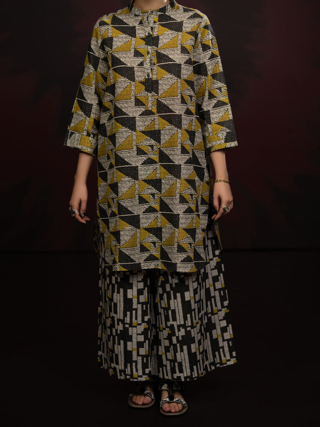 Slub Khaddar Charcoal Stitched Suit - Almirah