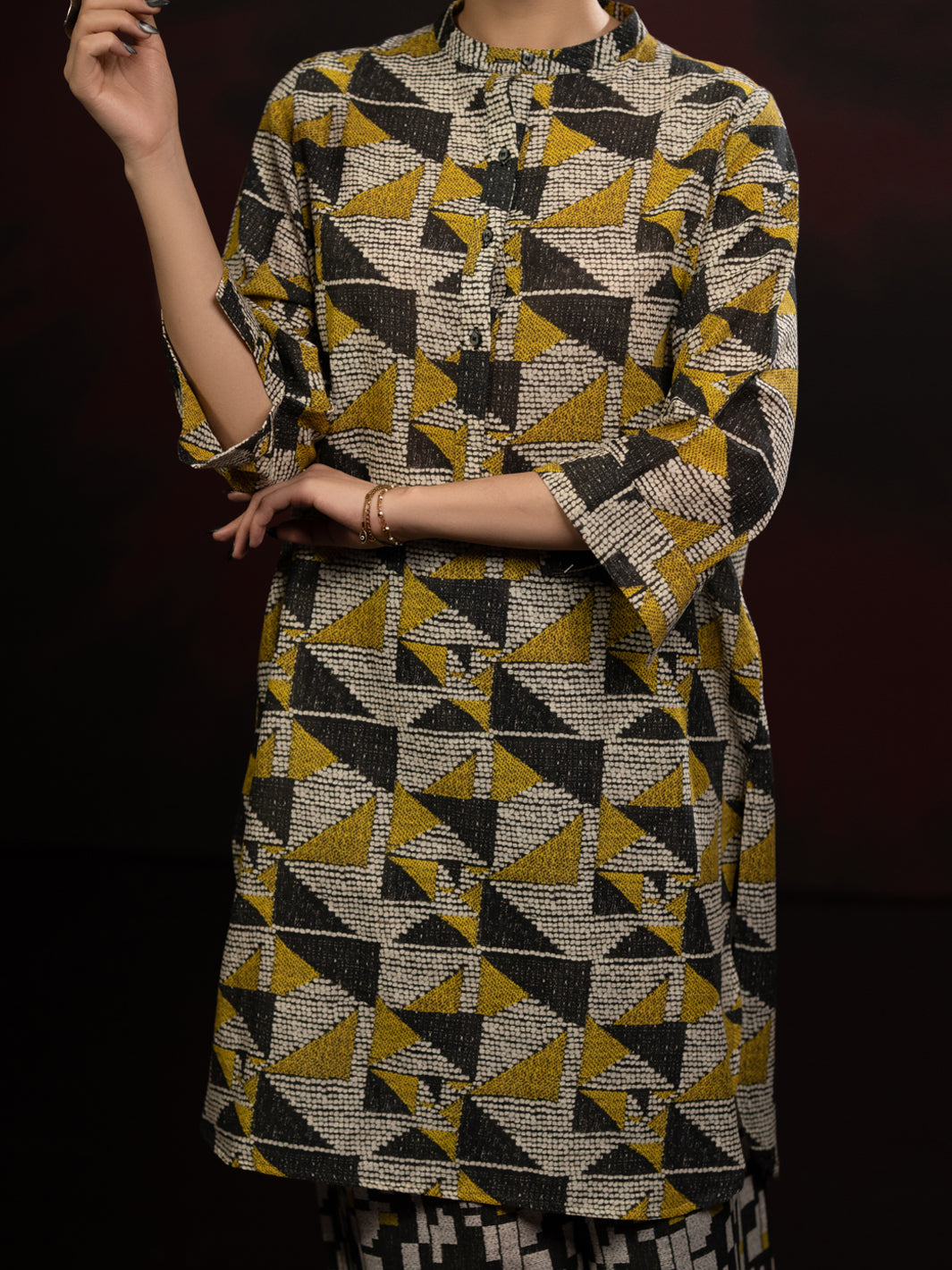 Slub Khaddar Charcoal Stitched Suit - Almirah