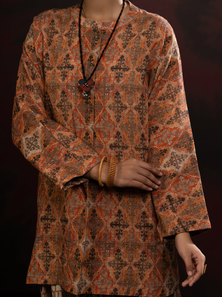 Slub Khaddar Copper Stitched Suit - Almirah