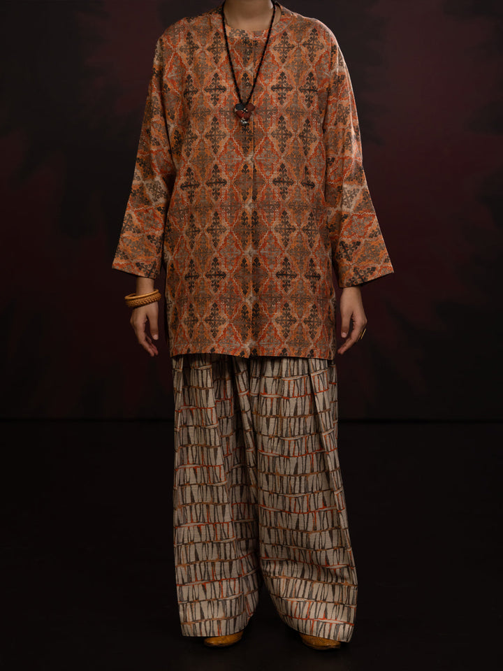 Slub Khaddar Copper Stitched Suit - Almirah