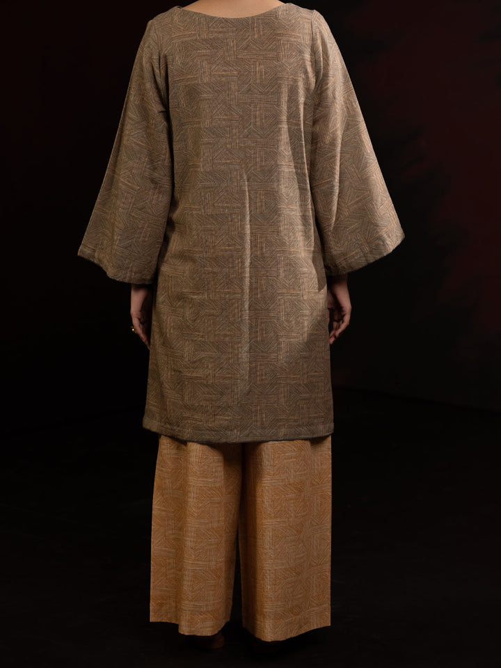 Slub Khaddar Beige Stitched Suit - Almirah