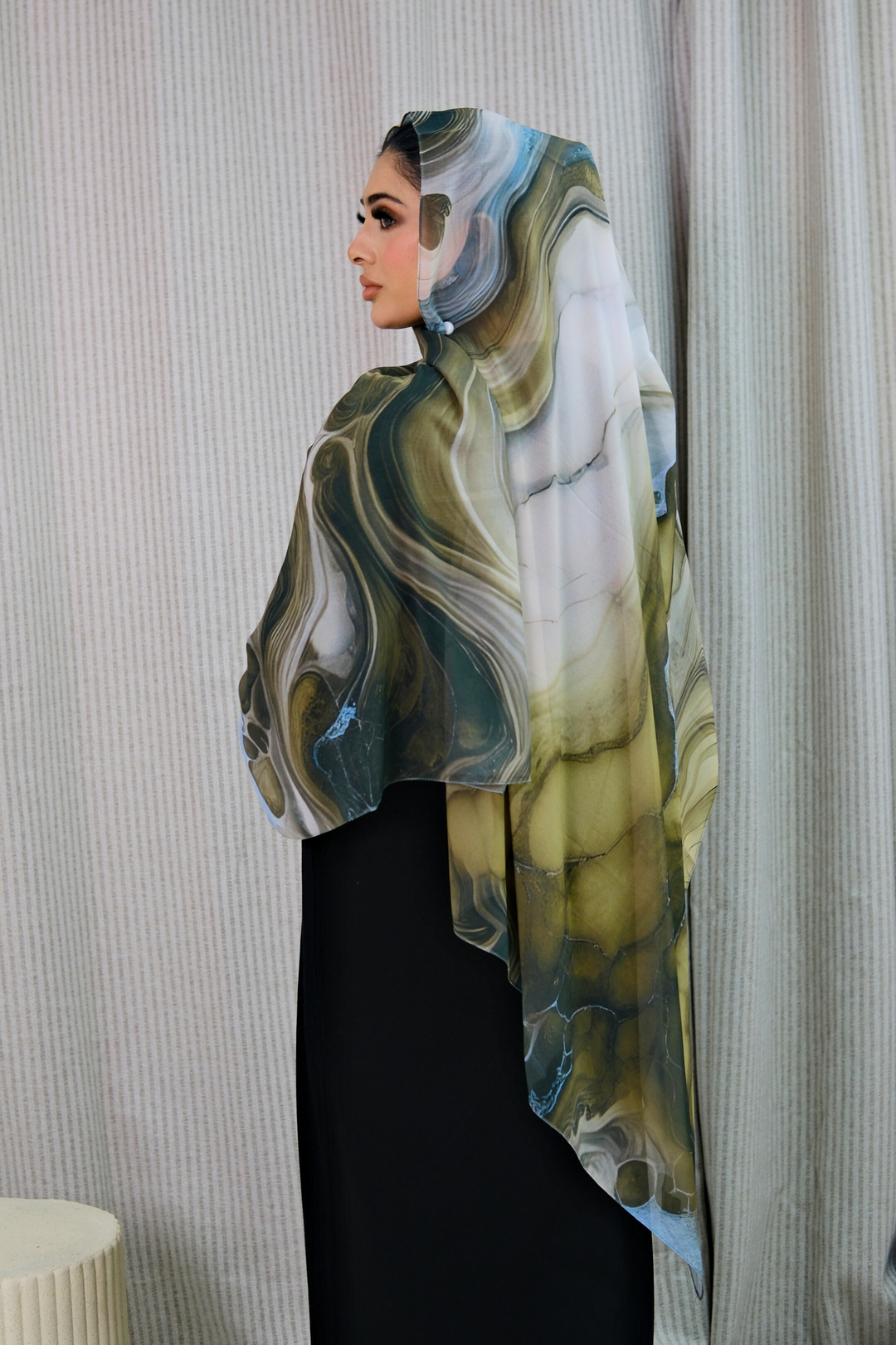 Stone Flow Khaki Printed Hijab
