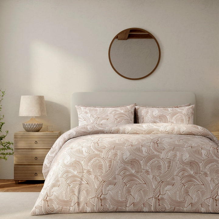 Vantona Abstract Mark Duvet Cover Set - Mocha