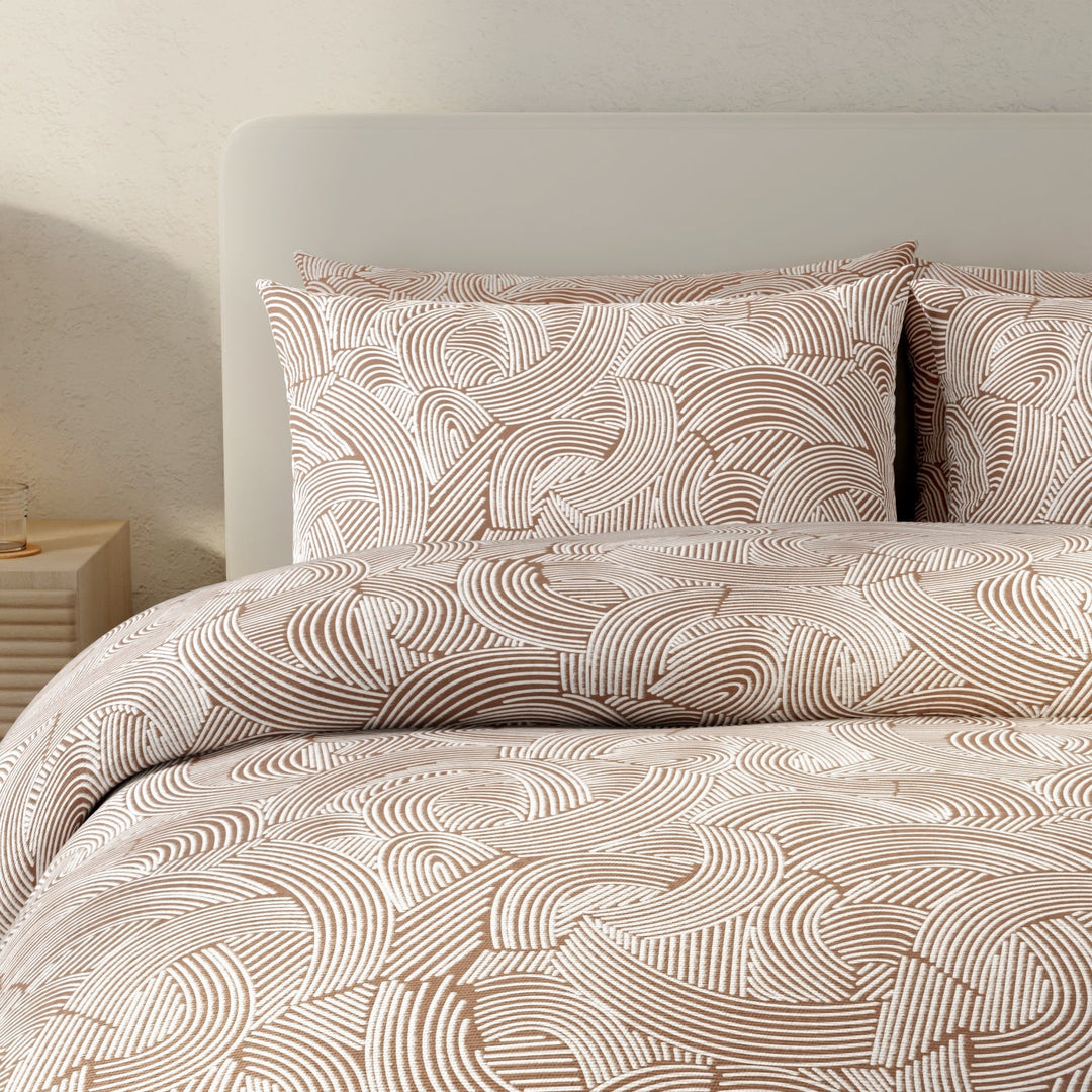 Vantona Abstract Mark Duvet Cover Set - Mocha
