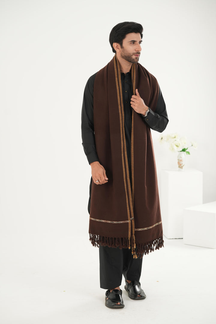 Premium Dark Brown Dhussa Wool Shawl - Jiah