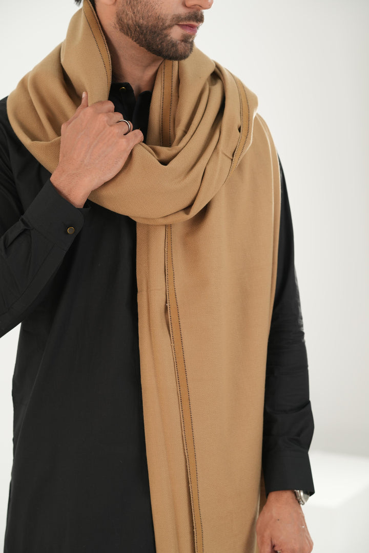 Premium Light Brown Dhussa Wool Shawl - Jiah