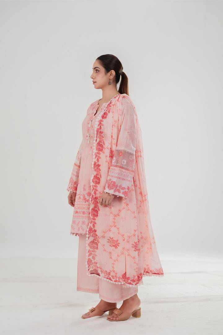 Blush Threads - Cross Stitch Embroidered Lawn Stitched