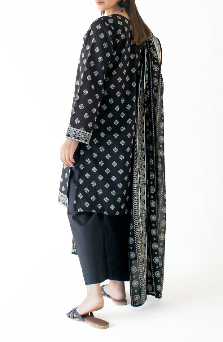 Lawn Black Unstitched Suit - Orient