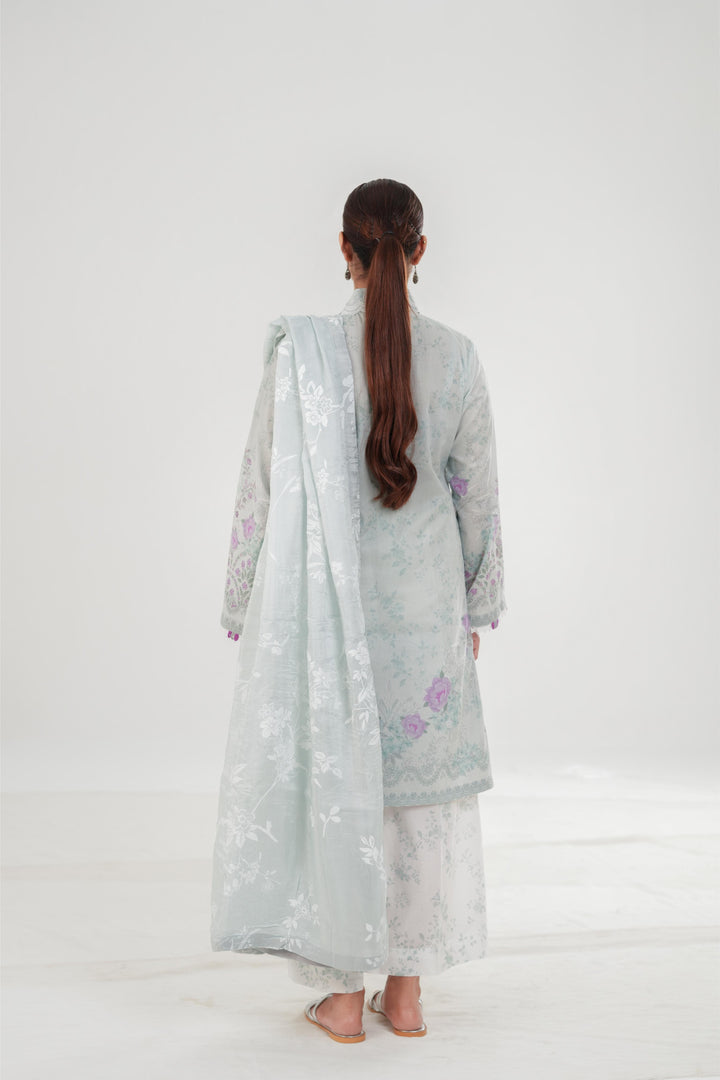 Carnation Grace - Cross Stitch Embroidered Lawn Stitched