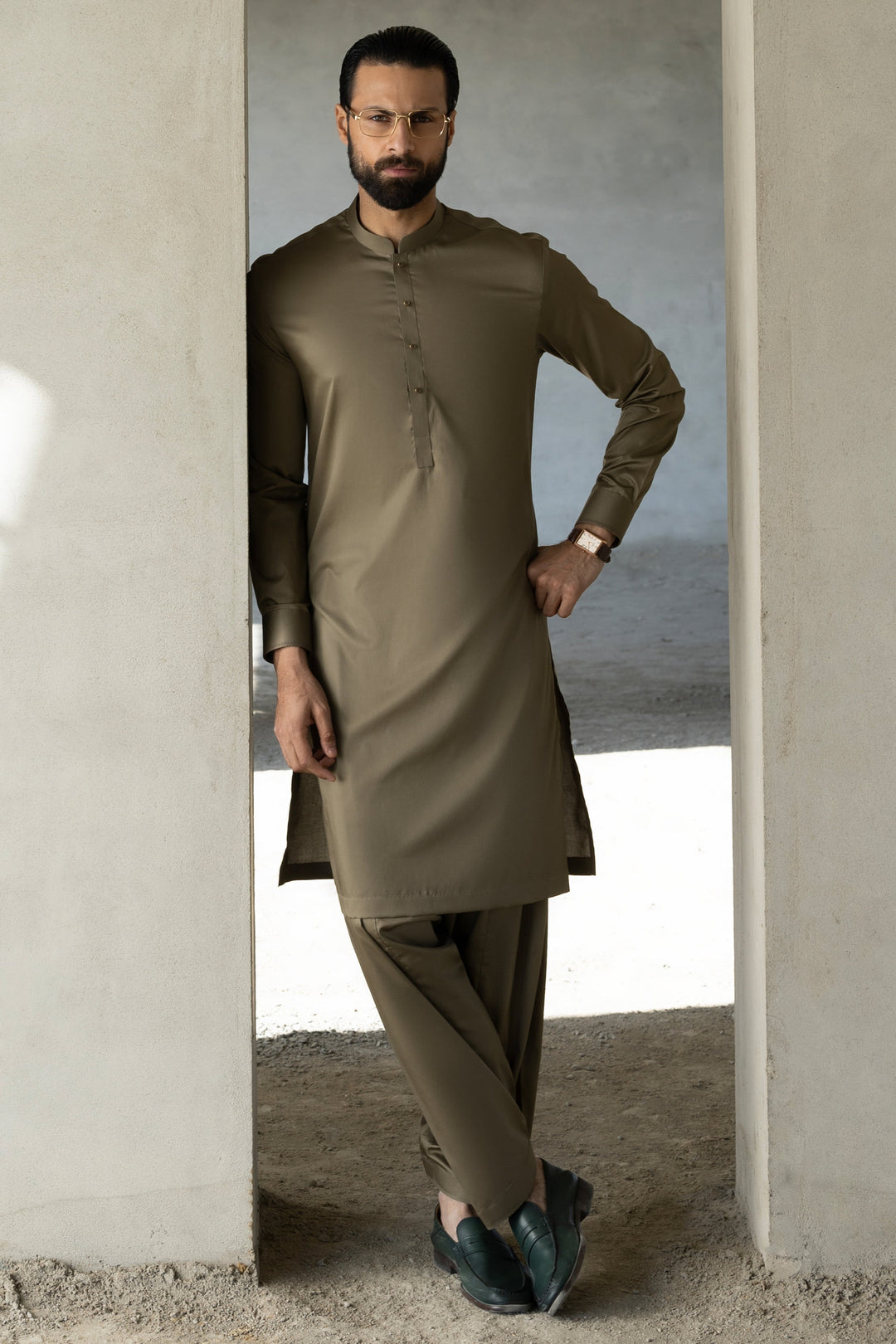 Cotton Olive Shalwar Kameez - Cast & Crew
