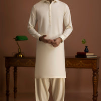 Blended Cream Shalwar Kameez - J. Junaid Jamshed