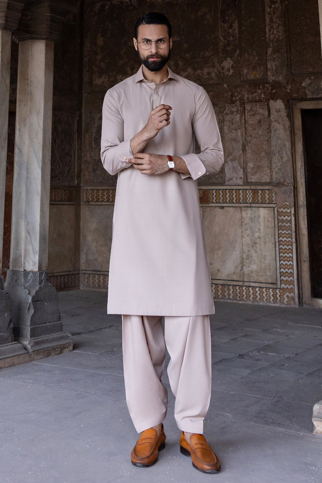 Blended Tea Pink Shalwar Kameez - J. Junaid Jamshed