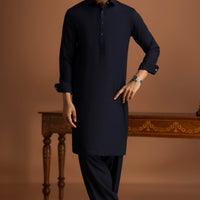 Blended Navy Shalwar Kameez - J. Junaid Jamshed