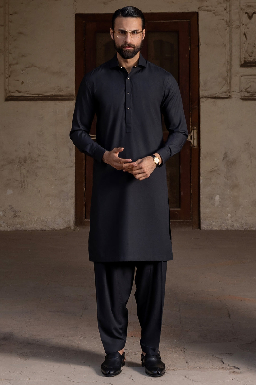 Blended Black Shalwar Kameez - J. Junaid Jamshed