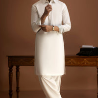 Blended Optical White Shalwar Kameez - J. Junaid Jamshed