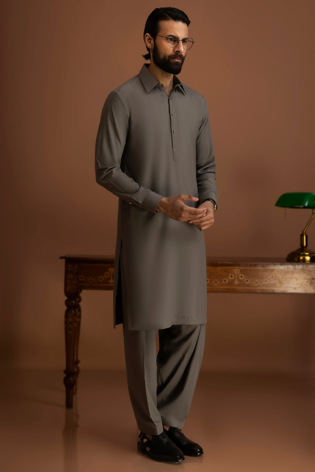 Blended Light Olive Shalwar Kameez - J. Junaid Jamshed