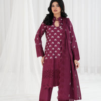 Celestial Berry - Cross Stitch Chikankari Stitched
