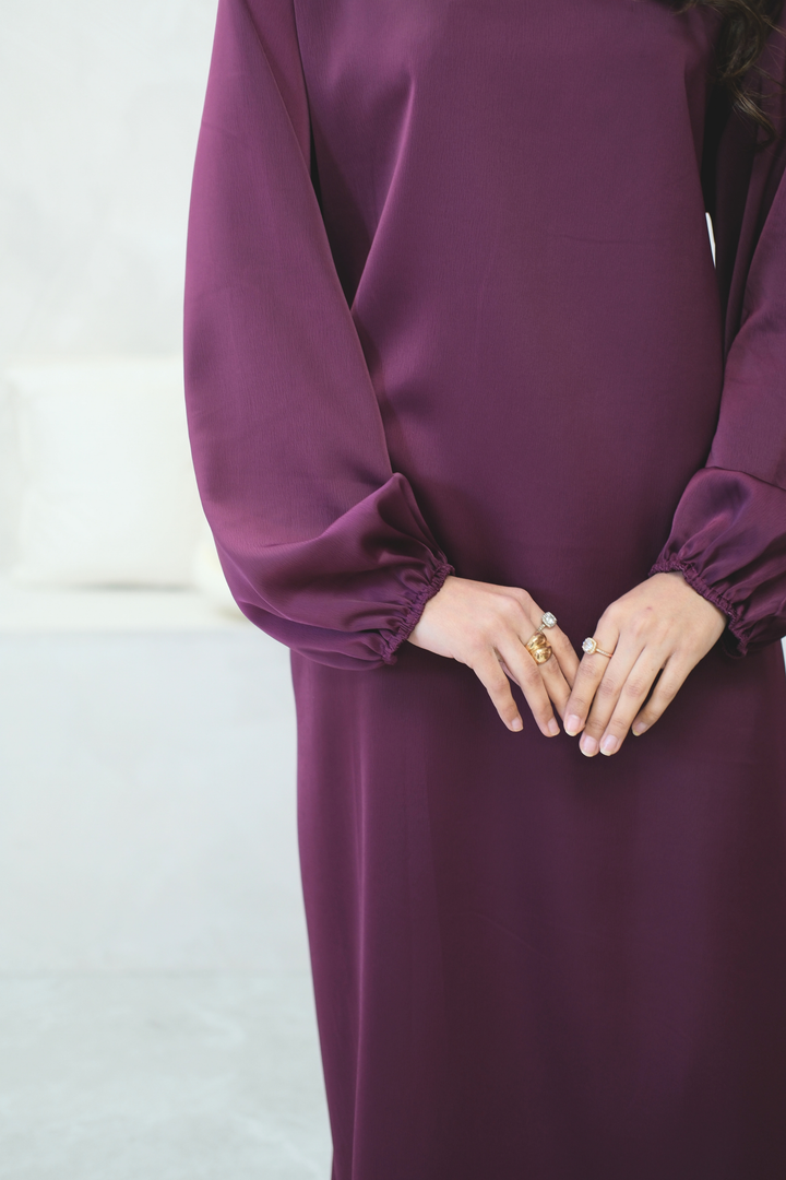 Elyra Plum Veil Dress