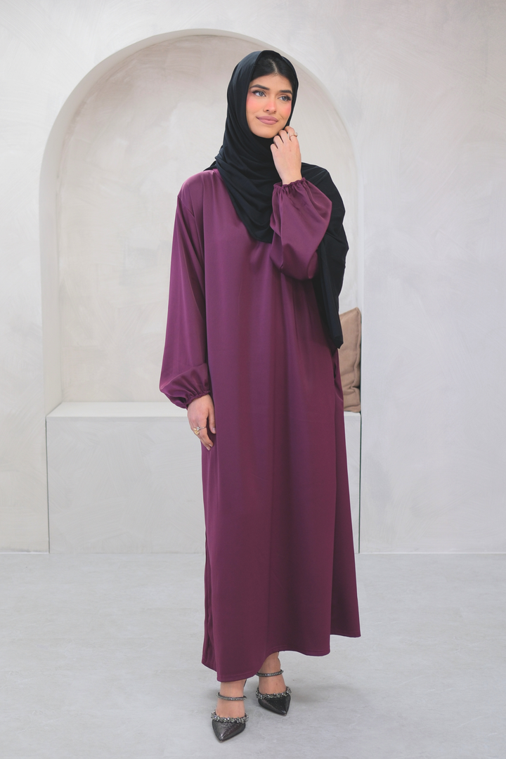 Elyra Plum Veil Dress