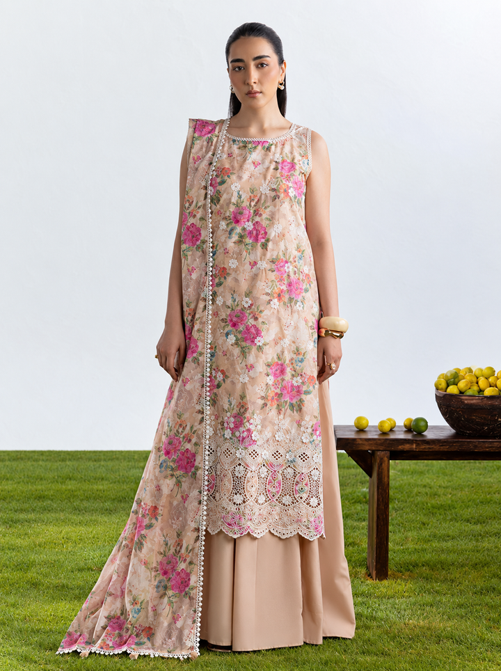 Printed Lawn Peach Unstitched Suit - Gul Ahmed