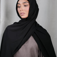 Black Chiffon Silk Hijab