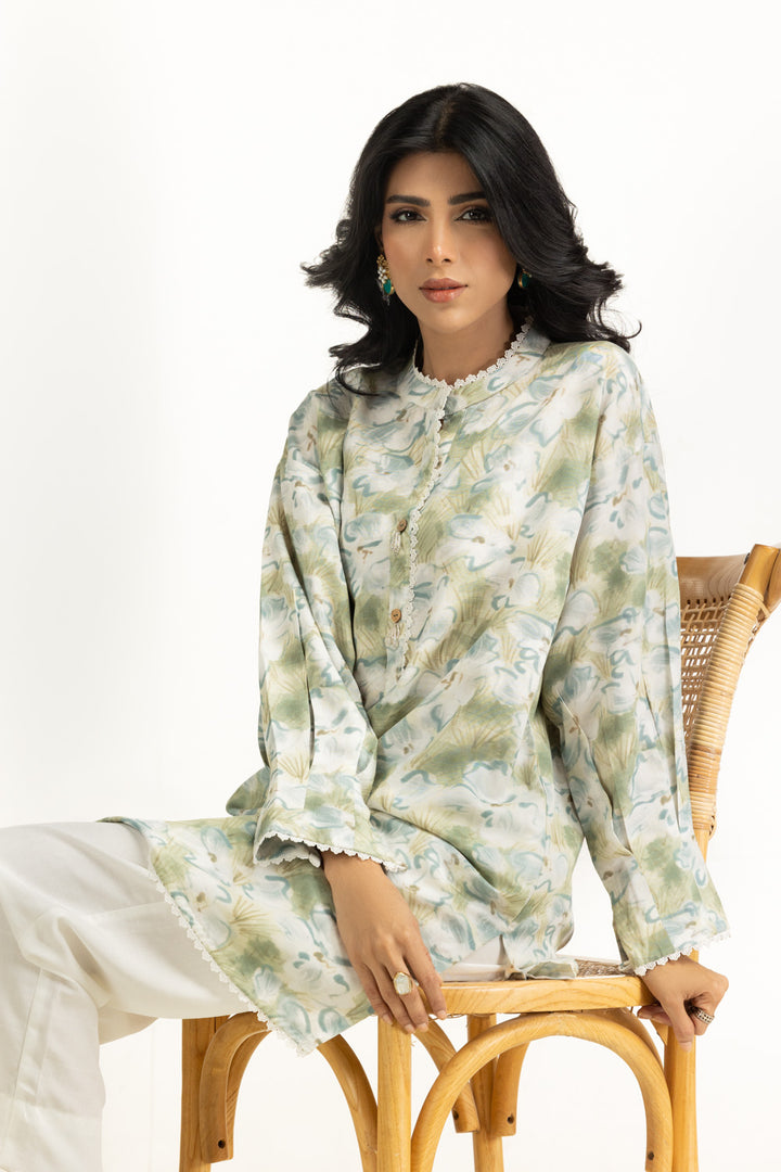 Cotton Viscose Khaddar Green Stitched Suit - Gul Ahmed