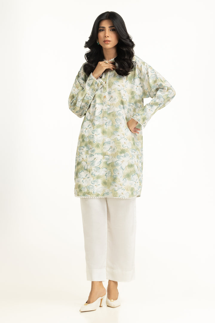 Cotton Viscose Khaddar Green Stitched Suit - Gul Ahmed