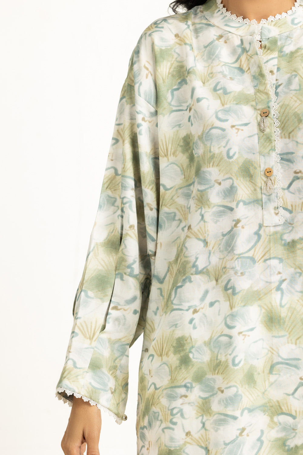 Cotton Viscose Khaddar Green Stitched Suit - Gul Ahmed