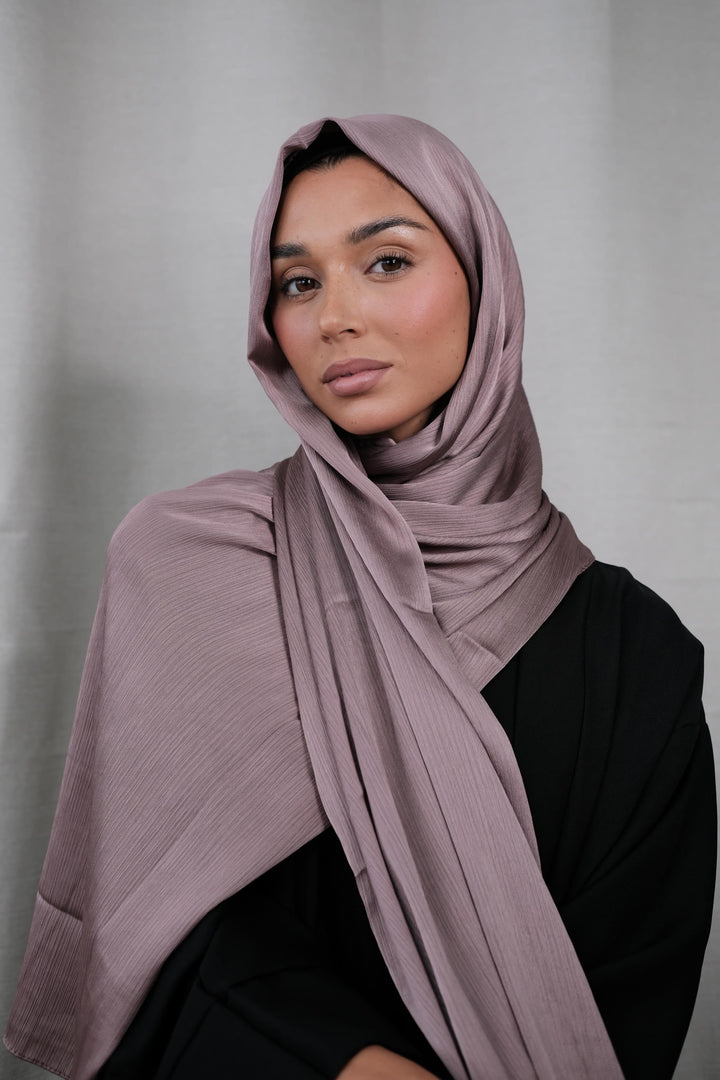 Mauve Crinkle Silk Hijab