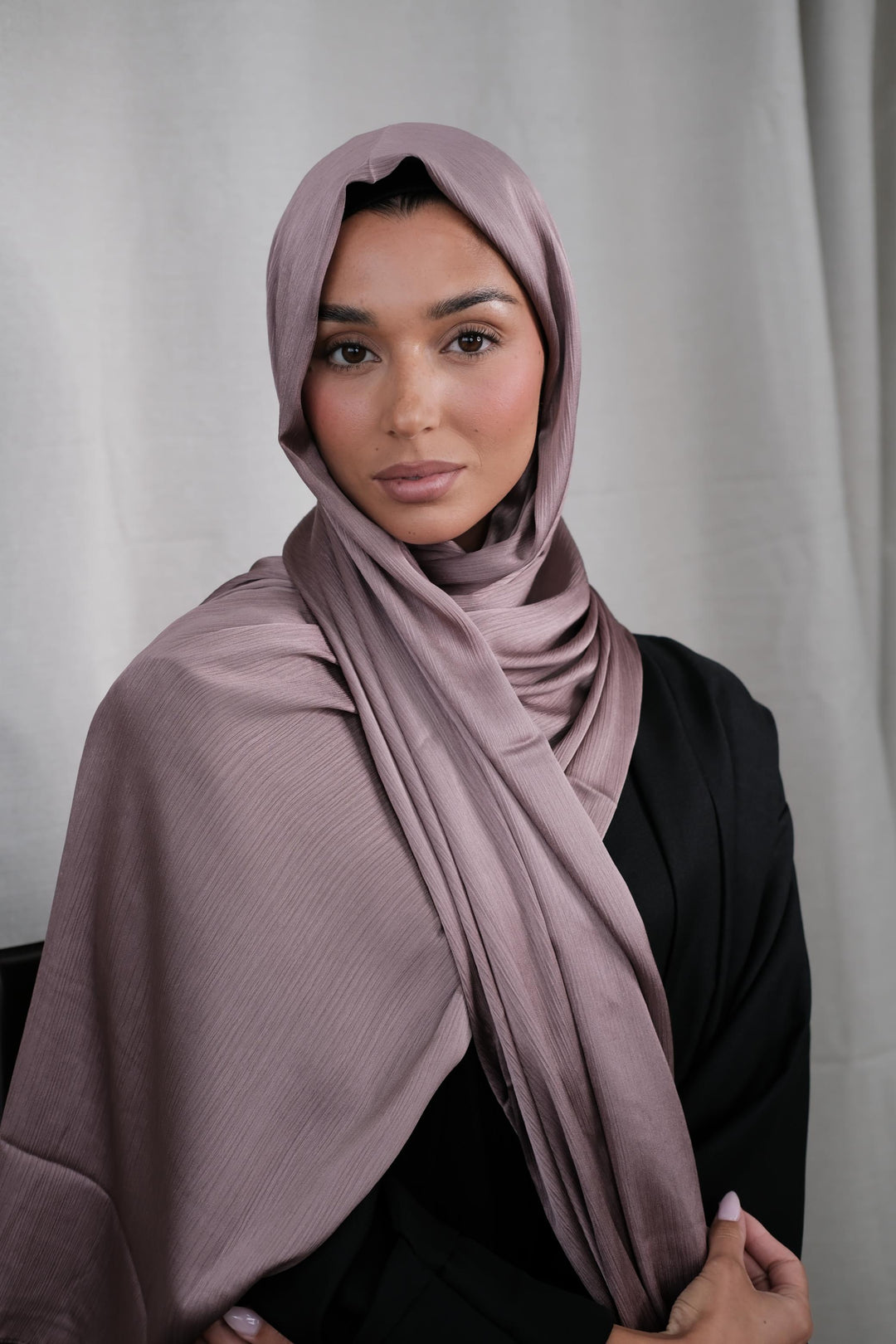 Mauve Crinkle Silk Hijab
