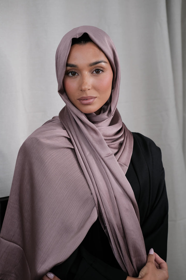 Mauve Crinkle Silk Hijab