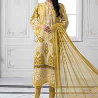 Embroidered Lawn Yellow Stitched Suit - Maria B Luxury Lawn