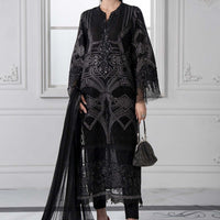 Embroidered Lawn Black Stitched Suit - Maria B Luxury Lawn