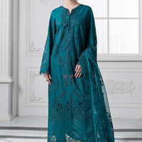 Embroidered Dobby Lawn Peacock Blue Stitched Suit - Maria B Luxury Lawn