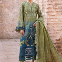 Embroidered Paper Cotton Green Stitched Suit - Maria B Luxury Lawn