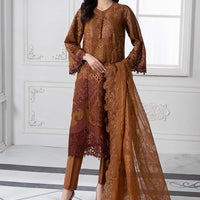 Embroidered Paper Cotton Brown Stitched Suit - Maria B Luxury Lawn