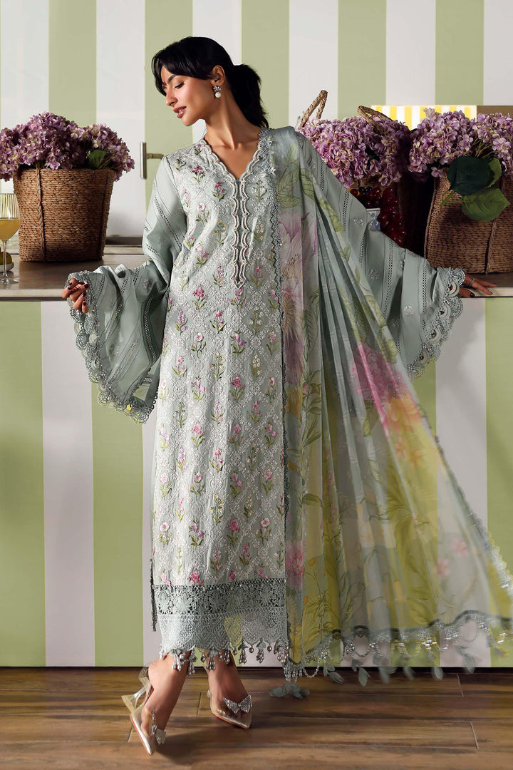 Embroidered Lawn Grey Stitched Suit - Maria B M Print '26