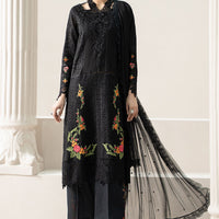 Embroidered Lawn Black Stitched Suit - Maria B