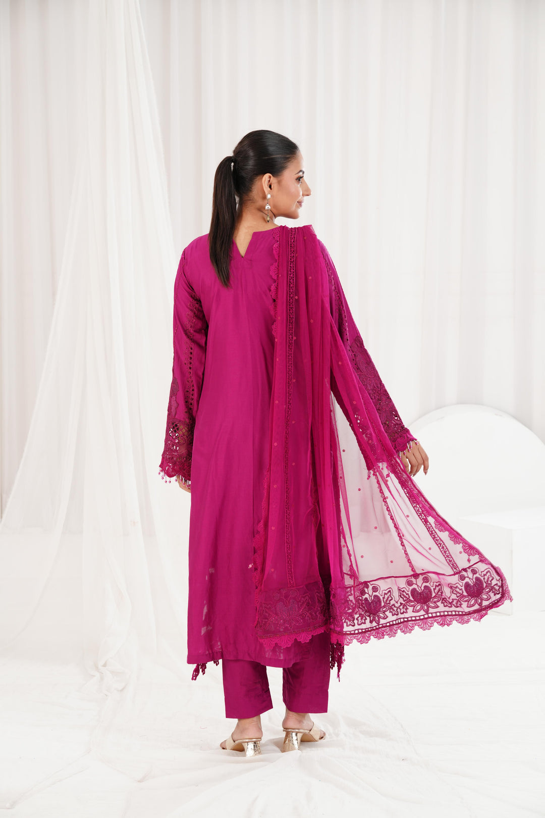Embroidered Pink Stitched Suit - Maria B Luxury Lawn