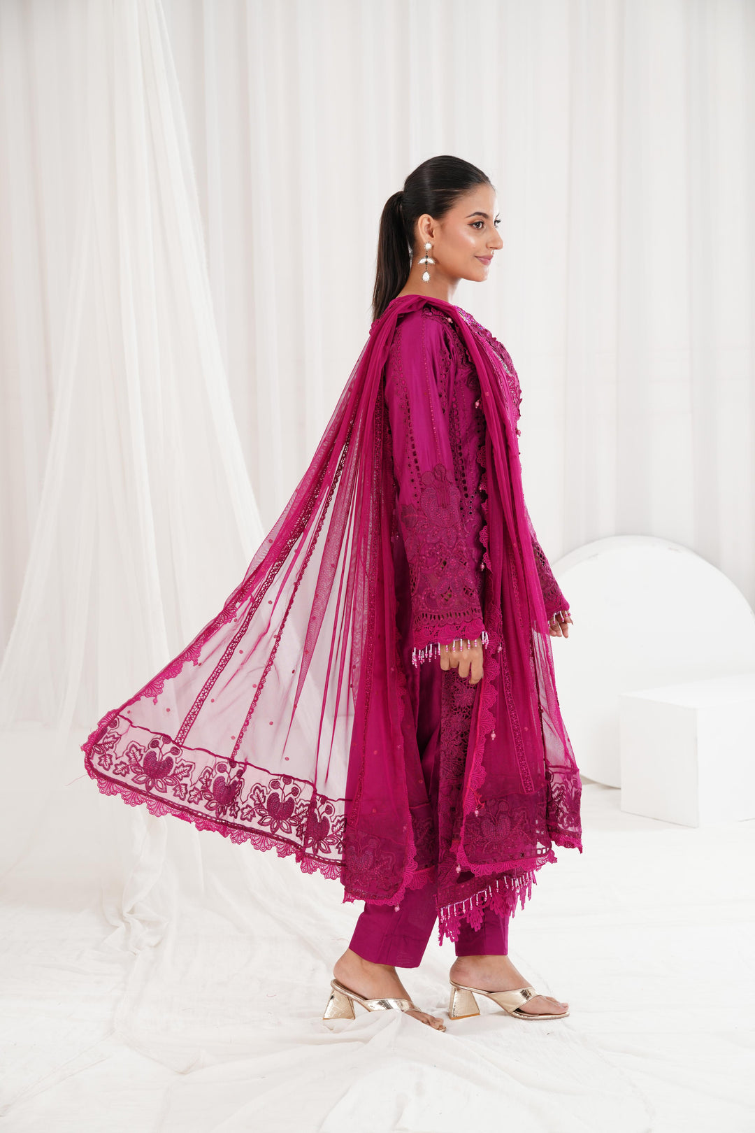 Embroidered Pink Stitched Suit - Maria B Luxury Lawn