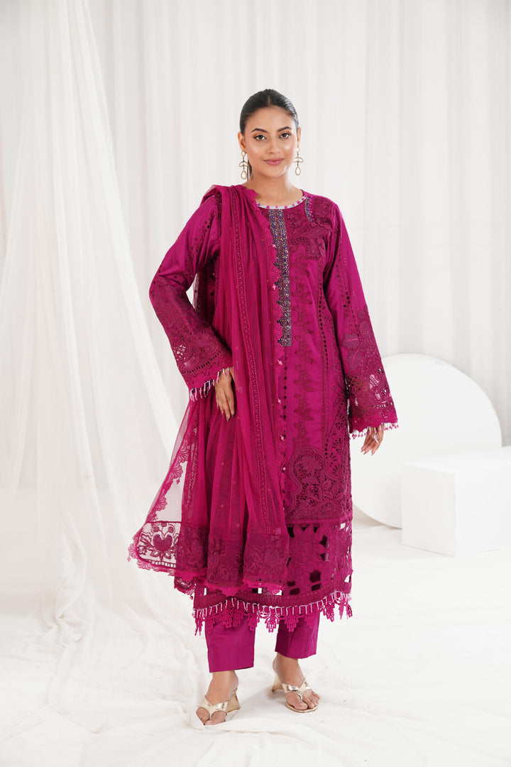 Embroidered Pink Stitched Suit - Maria B Luxury Lawn