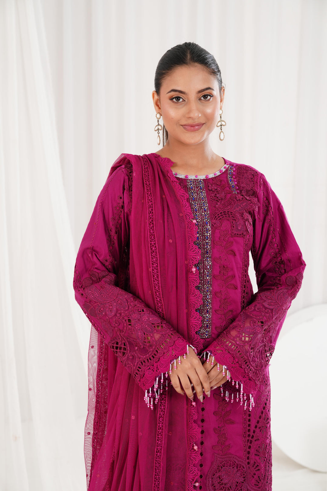 Embroidered Pink Stitched Suit - Maria B Luxury Lawn